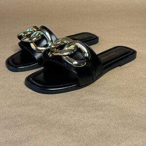 Shoe Land Womens Emma Flat Single Band Slides